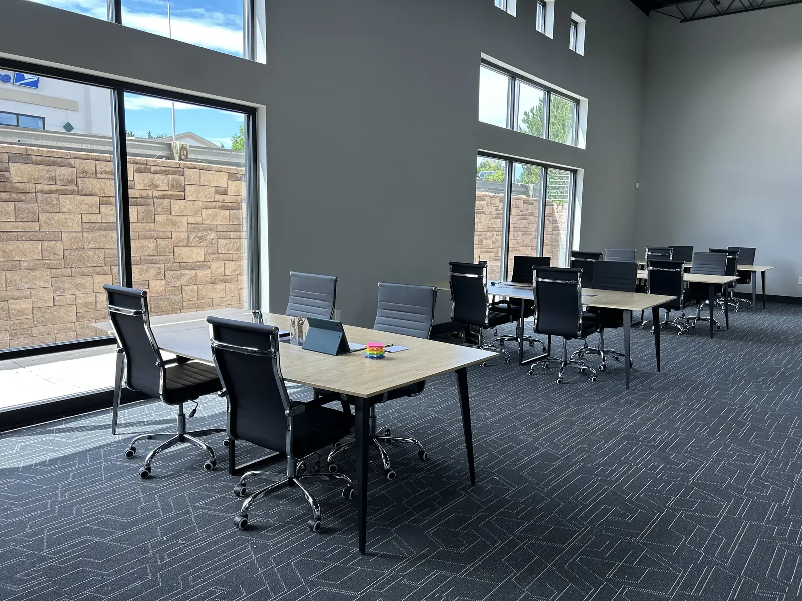Desks and chairs in our coworking area